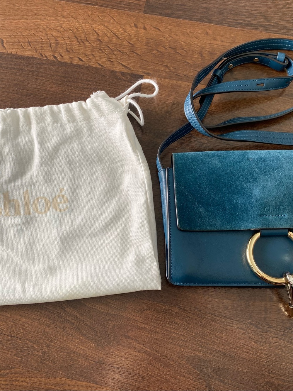 Chloe Faye small like new only worn few times, blue w Saks receipt